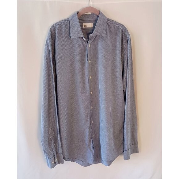 Nordstrom Rack Slim Fit Blue Check Dress Shirt L Long Sleeve Cotton - Picture 2 of 6